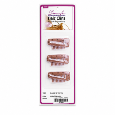 Dreamfix Hair Clips for Extensions Clips 3.8cm Teeth/Light Brown 3Pcs