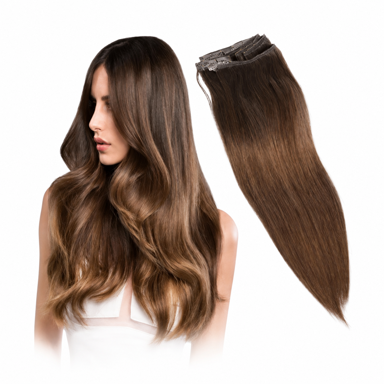 Dream Hair CO Str 8 pieces &17 clips on 18:30 human hair