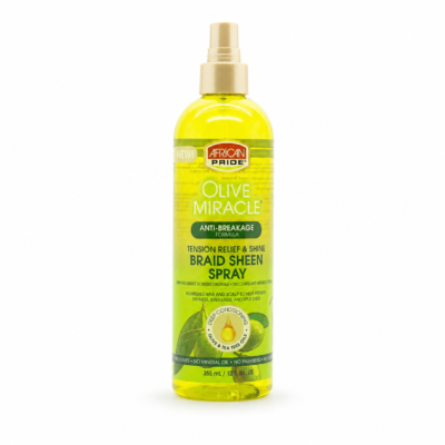 AFRiCAN PRIDE OLIVE MIRACLE ANTI BREAKAGE SHEEN SPRAY 12oz 355 ml
